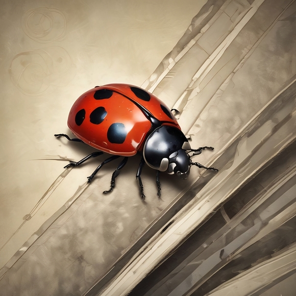 Red and Black Ladybug Print ART Deco Style - Picture 1 of 1